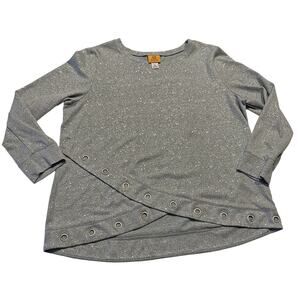 Ruby Rd Blouse Women's XL Layered Textured Rhinestone Gray Tunic Top Shirt